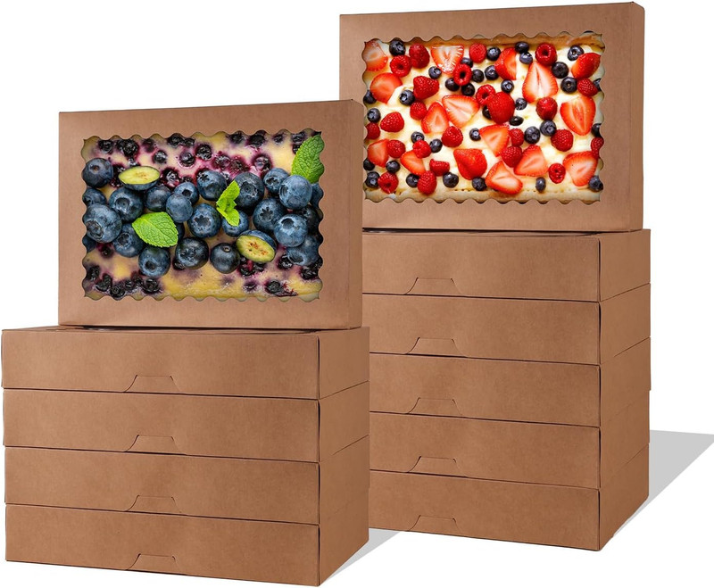 8pcs Cookie Boxes,14x10x2.5 Inch Large Bakery Boxes with Window for Pies Chocola