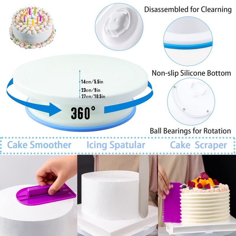 356 Pcs Cake Decorating Supplies Kit Baking Tools With Turntable And Piping Tips gallery