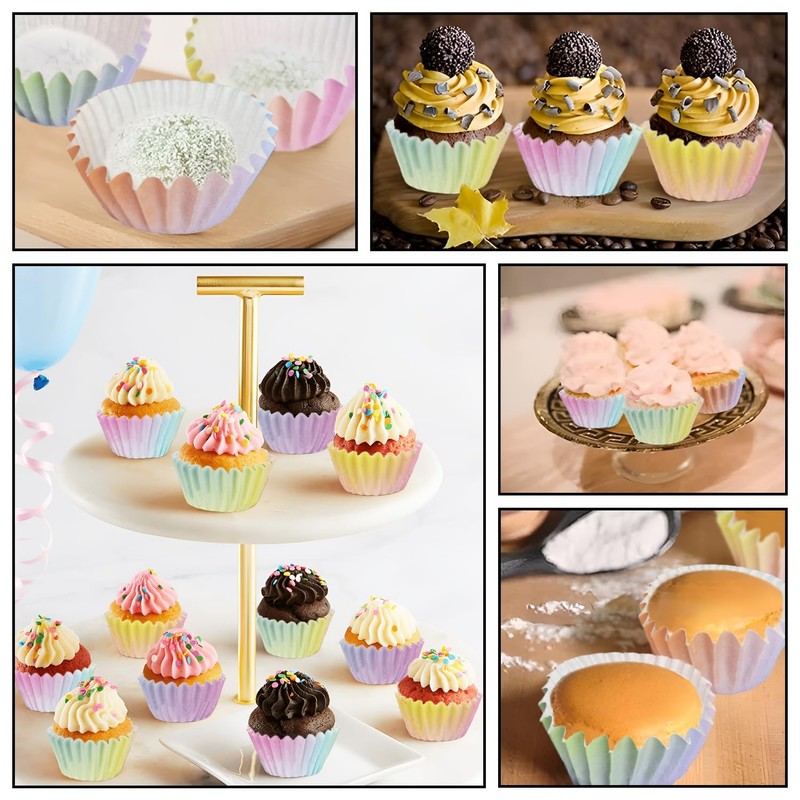 600 PCS Mini Cupcake Muffin Liners Gradient Color Paper Baking Cake Mold gallery