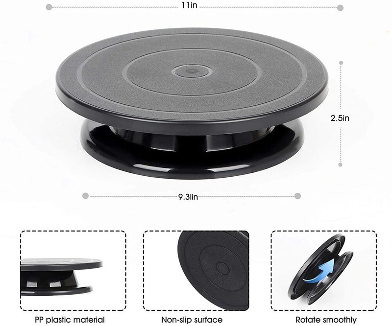 Cake Turntable with 2 Frosting Straight Angled Spatula 3 Icing Smoother gallery