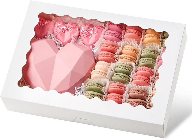 14 x 10 x 2.5 Inch Bakery Boxes, 20 Pack Auto-Popup Cookie Boxes with Window, Wh gallery