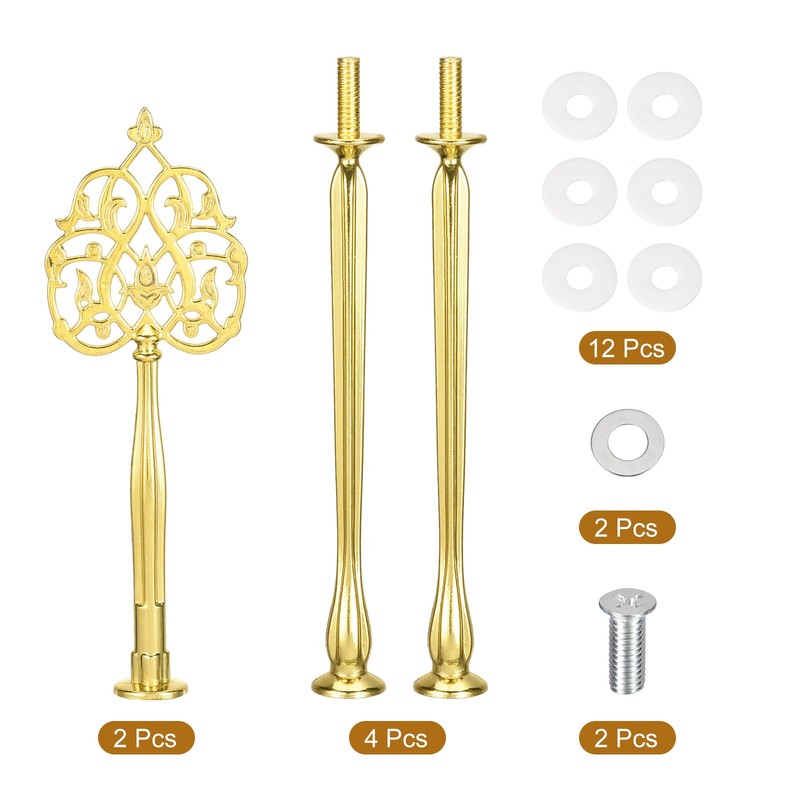 2 Set Cake Tray Stand Handle Plate Hardware Fitting 3-Tiers New Crown Gold gallery