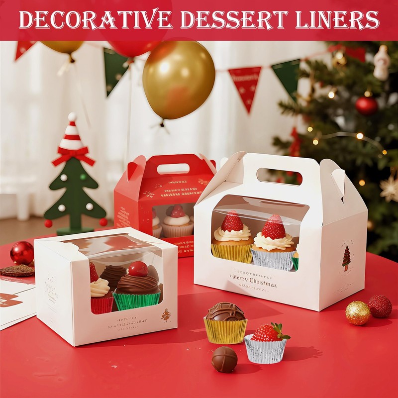 100PCS Wedding Cupcake Liners Red Green Gold Silver Foil Baking Cups Standard... gallery