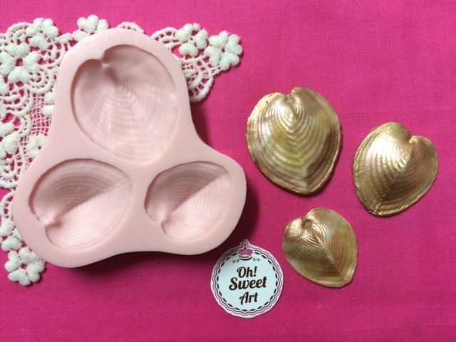 Heart Cockle Shells, Sea, seascape silicone mold fondant cake decorating soap