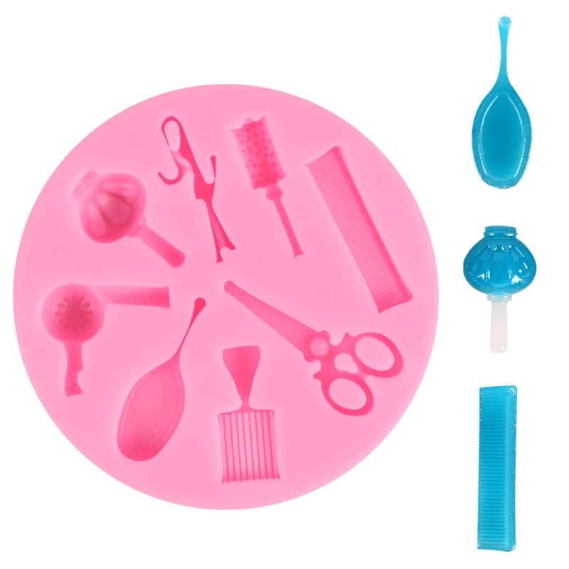 Baking Mold Hairdressing Tool Comb Scissors Hair Dryer Mirror Cake Decorations gallery