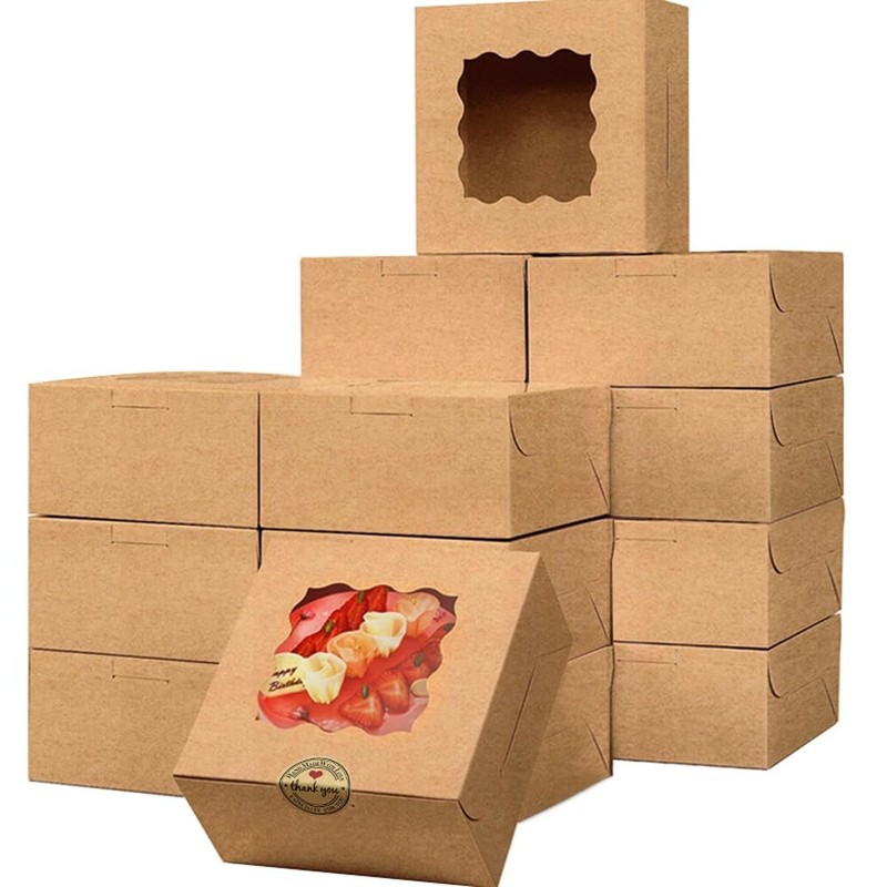 30 PCS White Bakery Boxes With Window 6x6x3 Inch Treat Boxes For Desserts