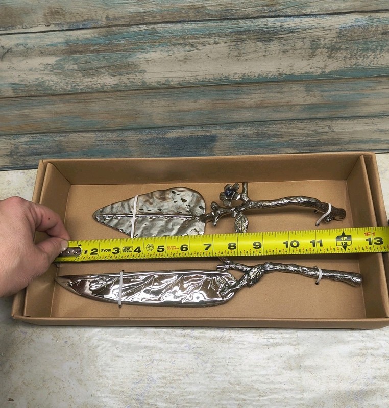 Bombay Co Silver Leaf Twig Wedding Cake Knife & Server holiday celebrations gallery