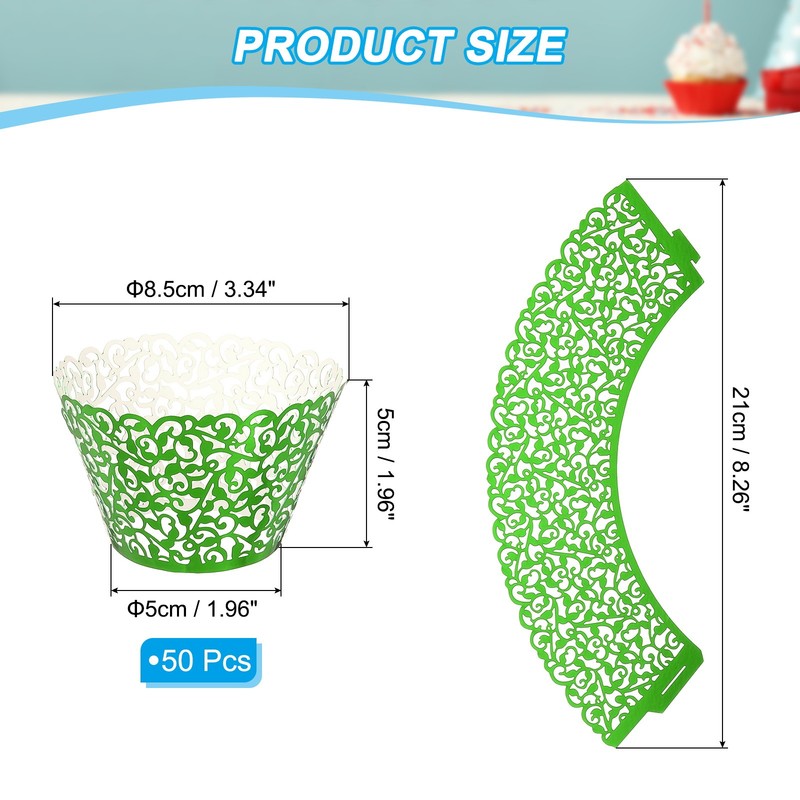 Cupcake Wraps, 50 Pack Reflective Green Wine Decor Paper gallery