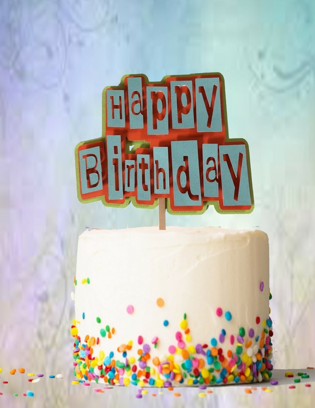 Colorful 3D Cake Topper, Happy Birthday Cake Topper