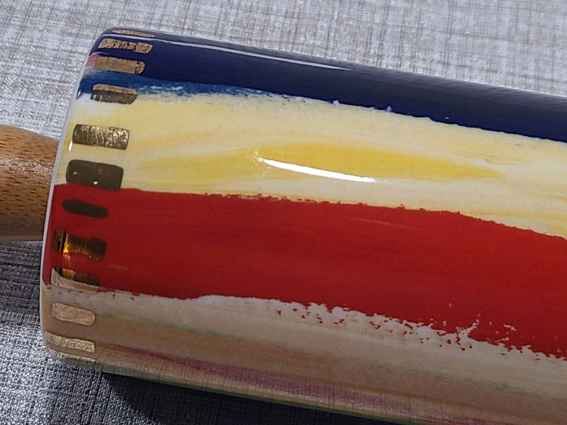 Anthropologie Painter's Palette Rolling Pin Colorful Ceramic/Wood NWOT gallery