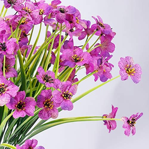 JEMONG 20 Bundles Artificial Flowers Outdoor UV Resistant Fake 20Bundles Purple gallery