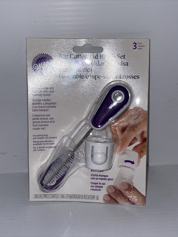 WILTON-Bag Cutter and Brush Set 3 Essential Tools 414-1012 Cake Decorating