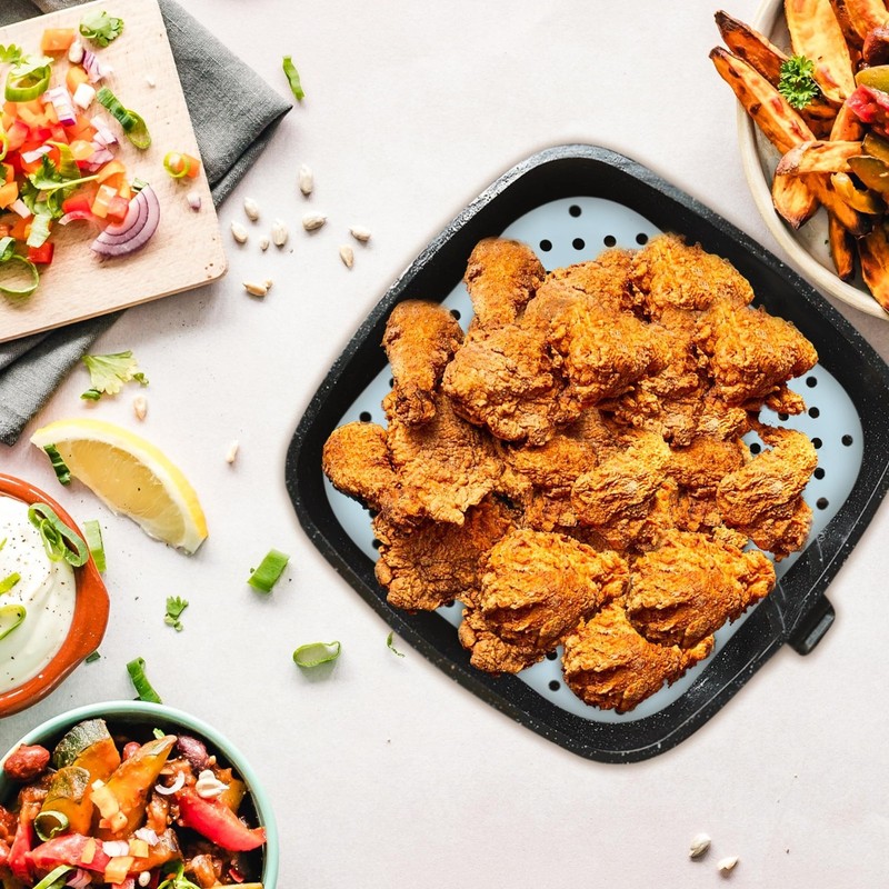 Square Silicone Air Fryer Liners | Washable & Reusable 3-Pack (8.5 x 8.5") - ... gallery