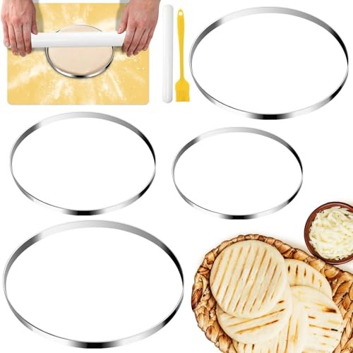 Stainless Steel Molde para Arepas, 4 Size(4.7", 5.1", 5.9", 6.7") Tortilla gallery