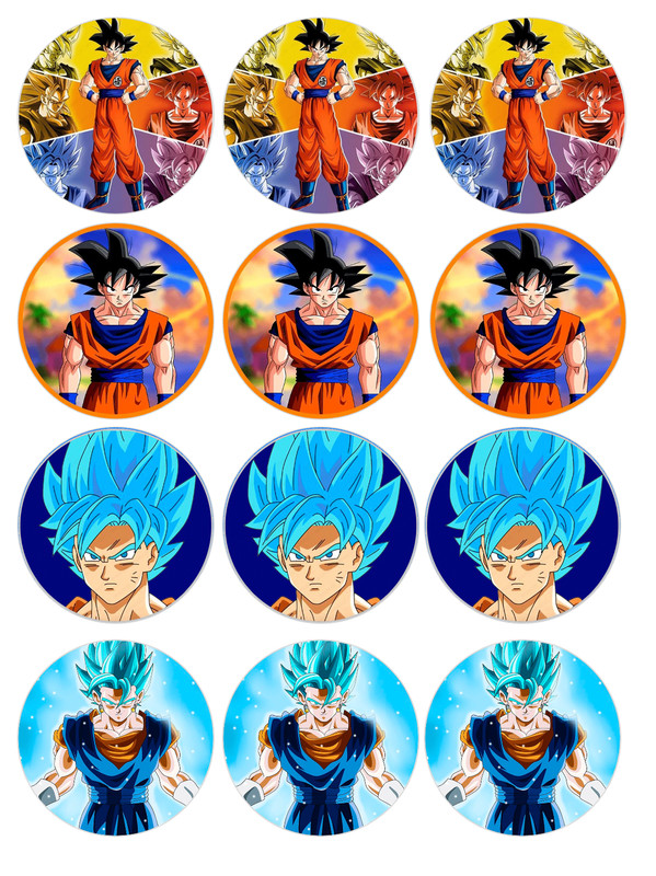 12 count Dragonball Edible Image rounds, Wafer paper, pre cut, choose your size