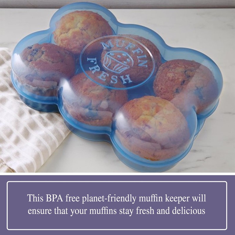 Touch Up Cup Muffin Fresh Storage Container Holder with Lid, Large, Blue gallery