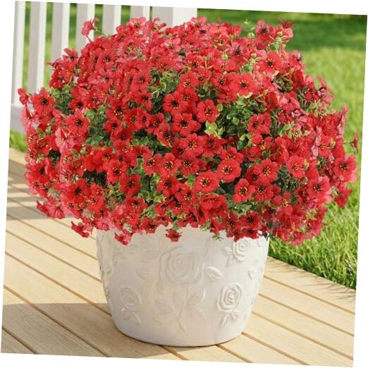 Artificial Flowers Fake Plants for Outdoors Artificial Flowers(13 Pcs) Red