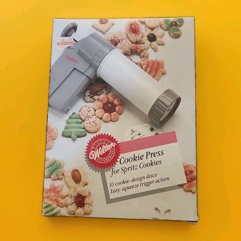NEW Wilton Cookie Press For Spritz Cookies 10 Cookie Design Discs Vintage 1988