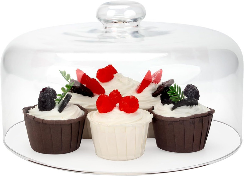 10 Inch Glass Cake Dome Cover, round Clear Cake Stand Top Cover Pastry Display C