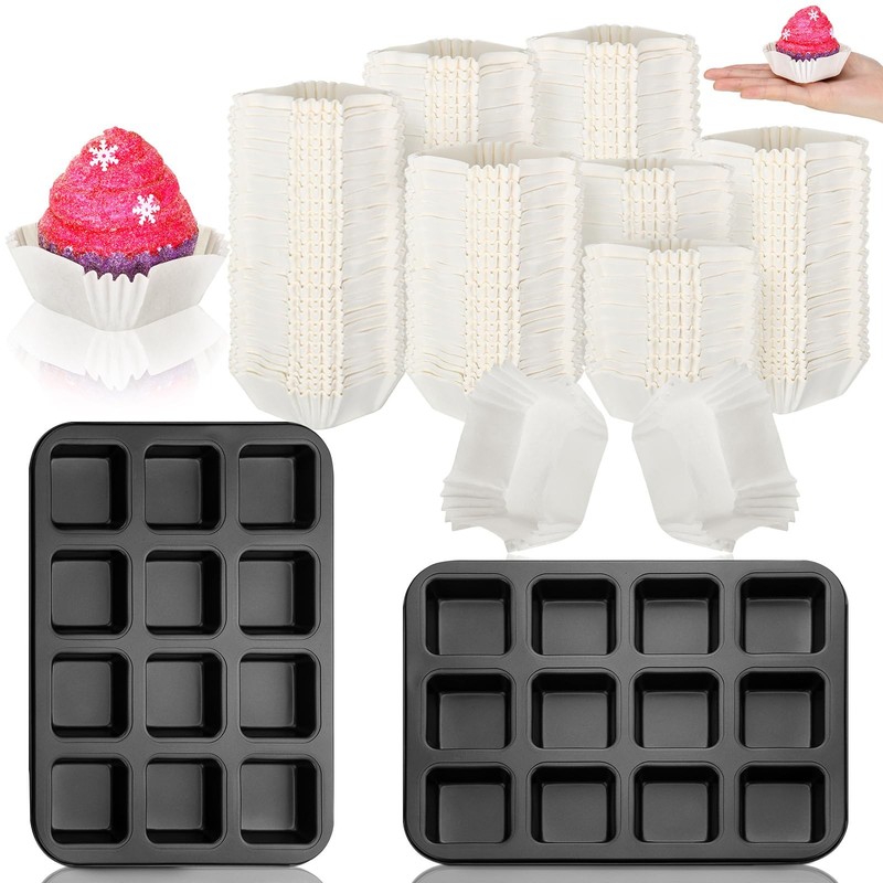 Baking Pans with Cupcake Liners Sets 2 Pcs All Edges Brownie Pans and 500 Pcs…
