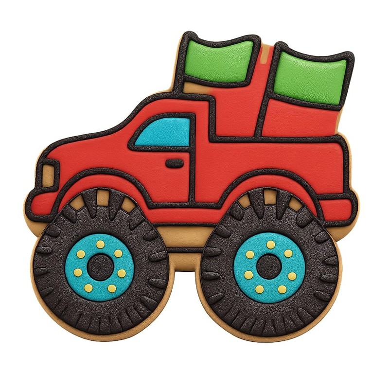 Monster Truck with Flags Cookie Cutter & Stamp - 4x3.2" Fun Design gallery