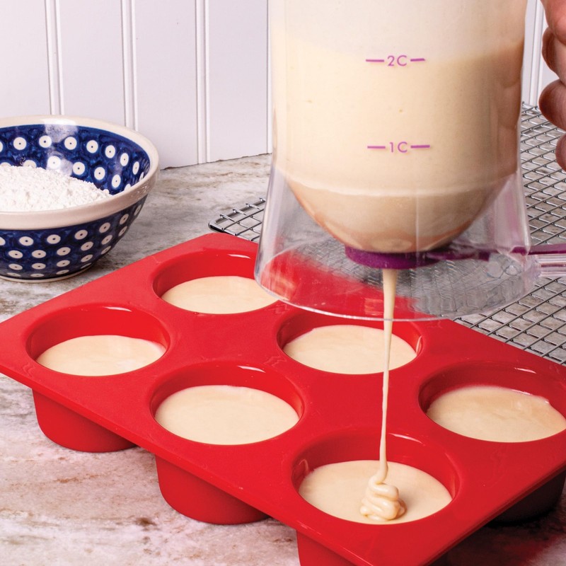 Mrs. Anderson's Baking Silicone 6-Cup Jumbo Muffin Pan, 6-Cup, Jumbo, Red gallery