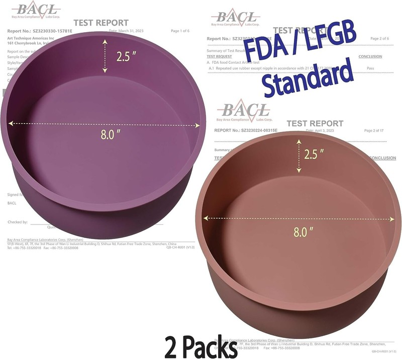 Round Silicone Cake Pans, Set of 2, Non-Stick Mold for Baking(8" x2pc) gallery