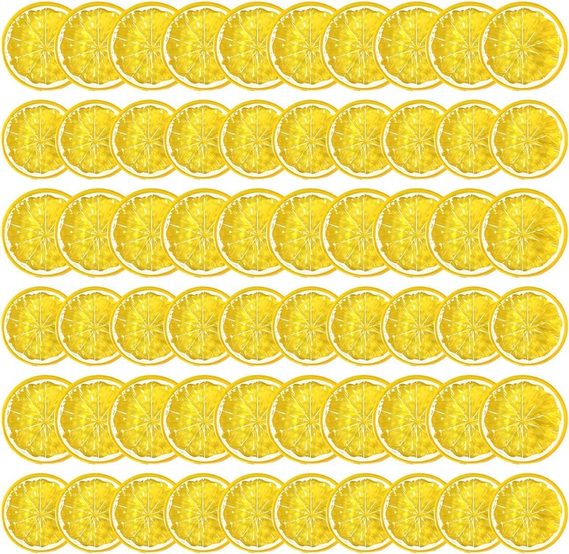 Suna 60 Pcs Fake Lemons Decor Mini Simulat Fruit Lemon Slices