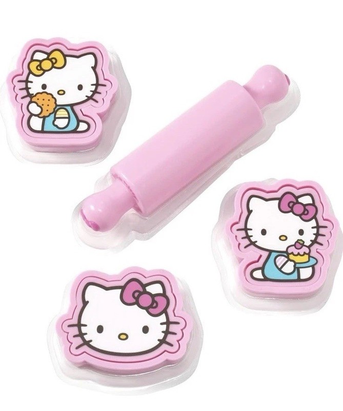 Hello Kitty Play Bake Fun Cake Topper, 7-Piece Decoration Set Cookie Cutter