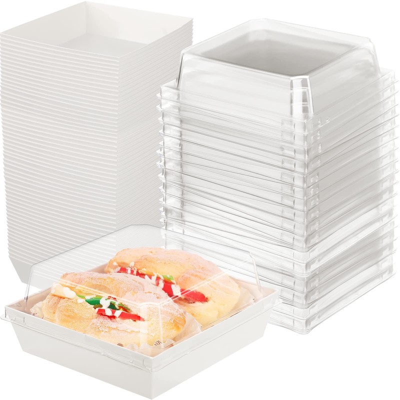 Set of 80 Charcuterie Boxes with Clear Lids White Paper Charcuterie Boxes 5.4…