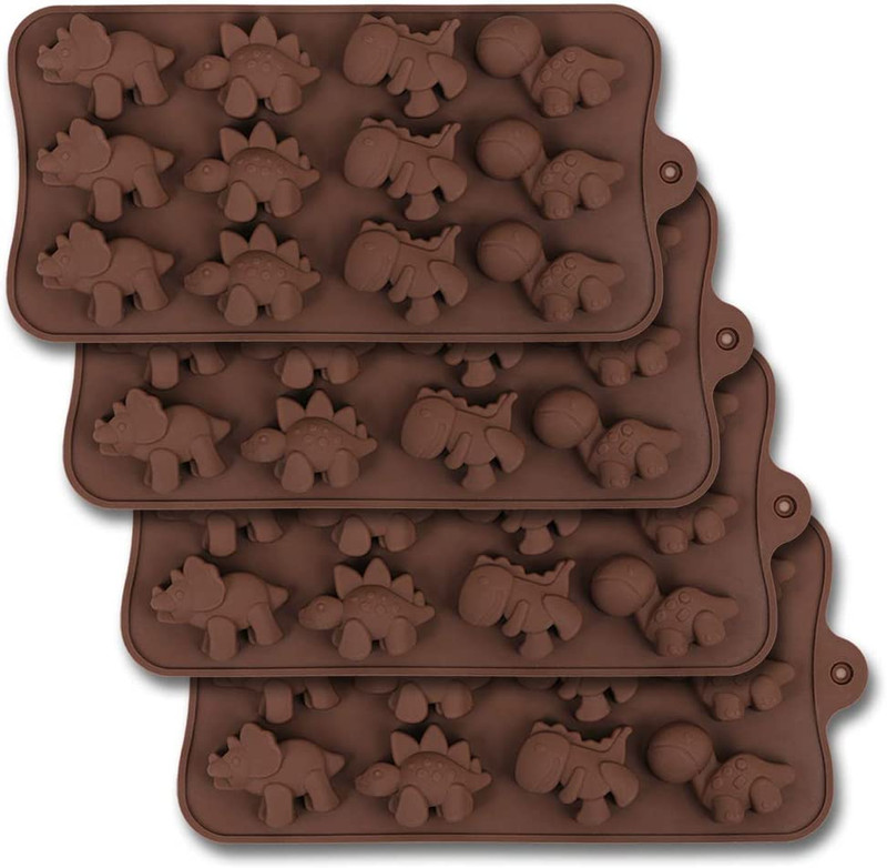 12-Cavity Dinosaur Chocolate Mold, Set of 4PCS Non Stick Silicone Dinosaur Mo... gallery