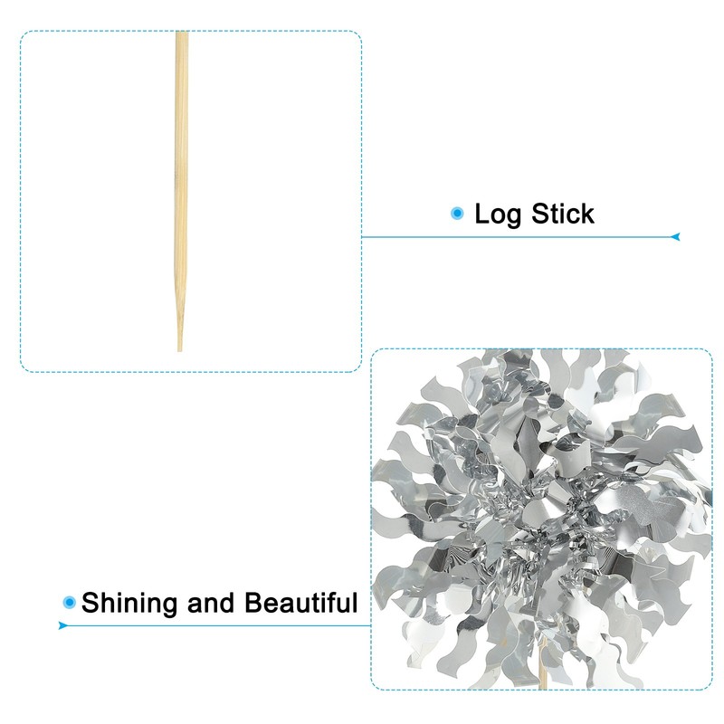 50Pcs Firework Cupcake Toppers Sparkle Tassel Picks Silver gallery