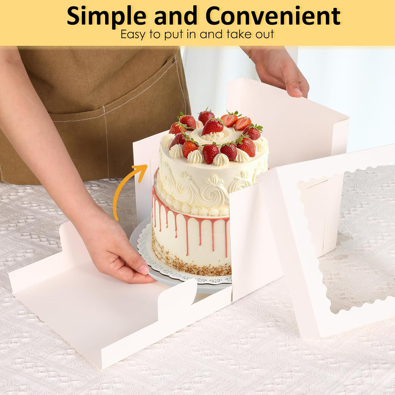 5 Pack Cake Boxes 8 Inch, Bakery Containers with Large Window, 8 Inch White Cake gallery