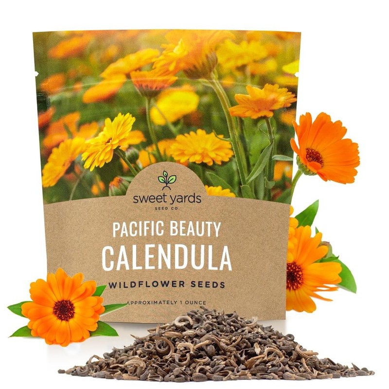 Calendula ‘Pacific Beauty Mix’ – 1 Ounce Pouch, Shades of yellow and orange
