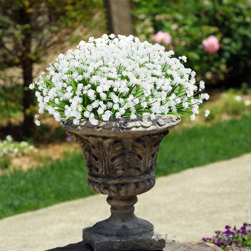 Ouddy Decor 12 Bundles Artificial Flowers for Outdoors UV 12 Packs, White gallery