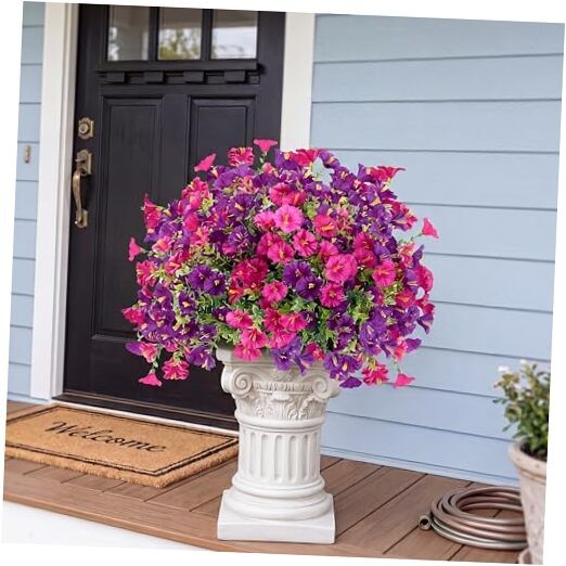 Artificial Flowers for Outdoors 12 Bundles Realistic Faux Plants Mixed 2 Color