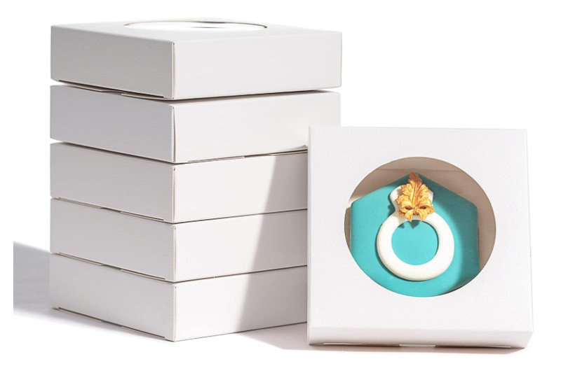 30 Pcs Cookie Boxes with Round window 4 3/8" x 4 3/8" x 1 1/5" Inch Individual