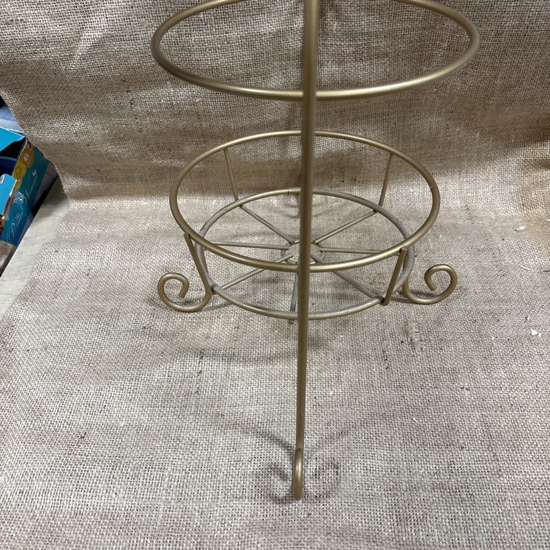 Metal 2 Tier Dessert Plate Display Stand Server 19.5” Tall Gold gallery