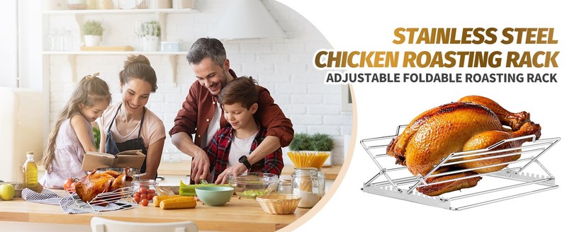 Adjustable Chicken Roasting Rack,Non-Stick Roasting and Cooling Rack, Stainless gallery