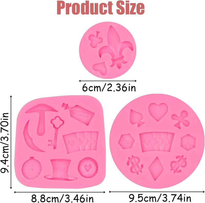 Poker Silicone Molds 3 Pcs, 3D Casino Themed Chocolate Molds Alice Wonderland Ha gallery