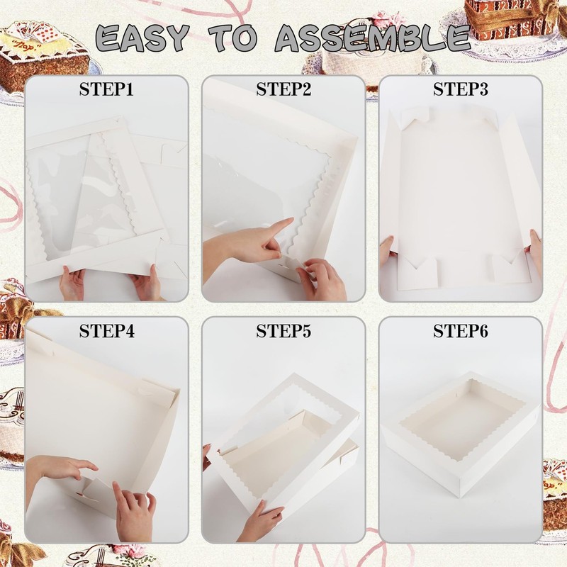 10 Sets 19x14x4in Rectangle Cake Boxes with Boards, White Large Bakery Boxes ... gallery