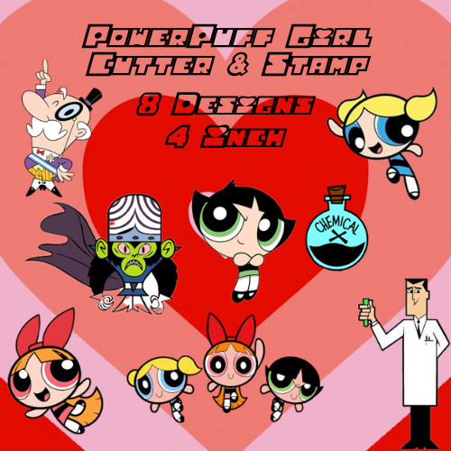 Powerpuff Girls Cookie Cutter & Stamp Set – 8 Designs – 4 Inch – 3D Printed