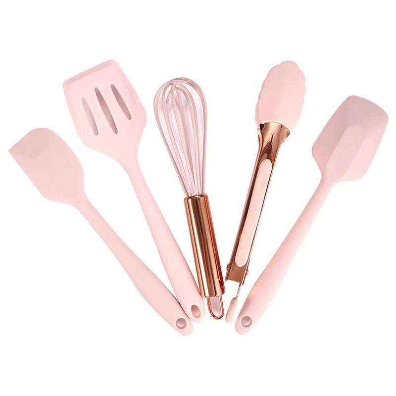 Collfa Rose Gold And Pink Kitchen Utensil Small Five-Piece Set 8.2 in,
