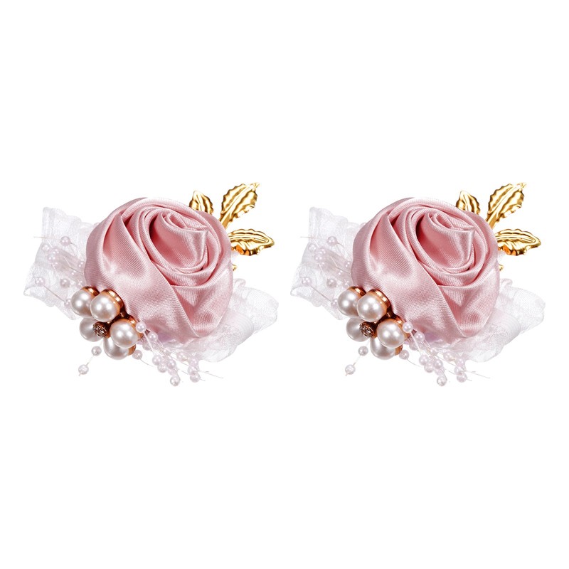 Pink flower bracelet 7x7cm, 2pcs, for Wrist Corsage, dark pink