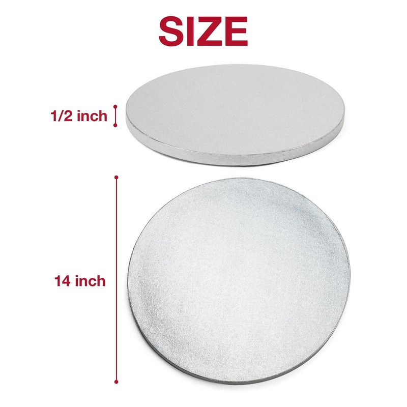 5Pcs 14 Inch Silver Round Cake Boards 1/2inch Thick Sturdy Cake Drums with Sm... gallery