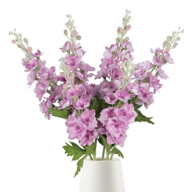 Insunsix 6Pcs Fuschia Delphinium Artificial Flowers Real Touch Larkspur Silk
