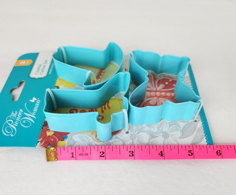 Pioneer Woman 3 Piece Cookie Cutter Set Cowboy Boot Hat & Butterfly Blue New gallery