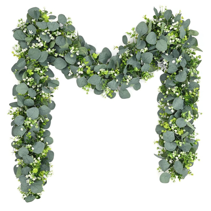 Waipfaru 2Pcs Eucalyptus Garland 5.9Ft Greenery Garland Green Garland Flowers