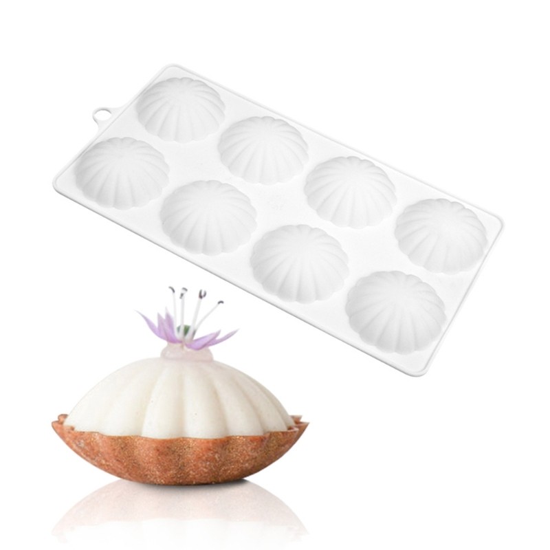 8-cavity Semicircular Petals Silicone Mold Mousse Cake Decorating Baking Tool gallery