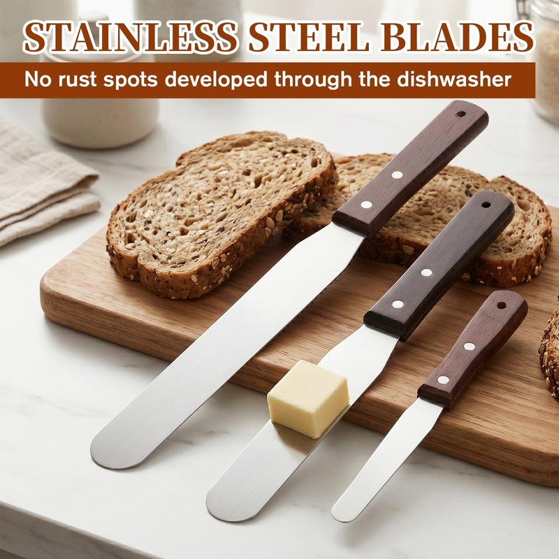 JJUNW 3 Pcs Straight Cake Icing Spatula Set, Stainless Steel Spatula Cake Cre... gallery